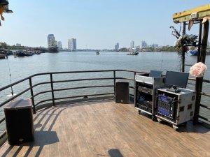 Sound system at the front upper deck of Sabai Boat. 2 additional speaker at the back